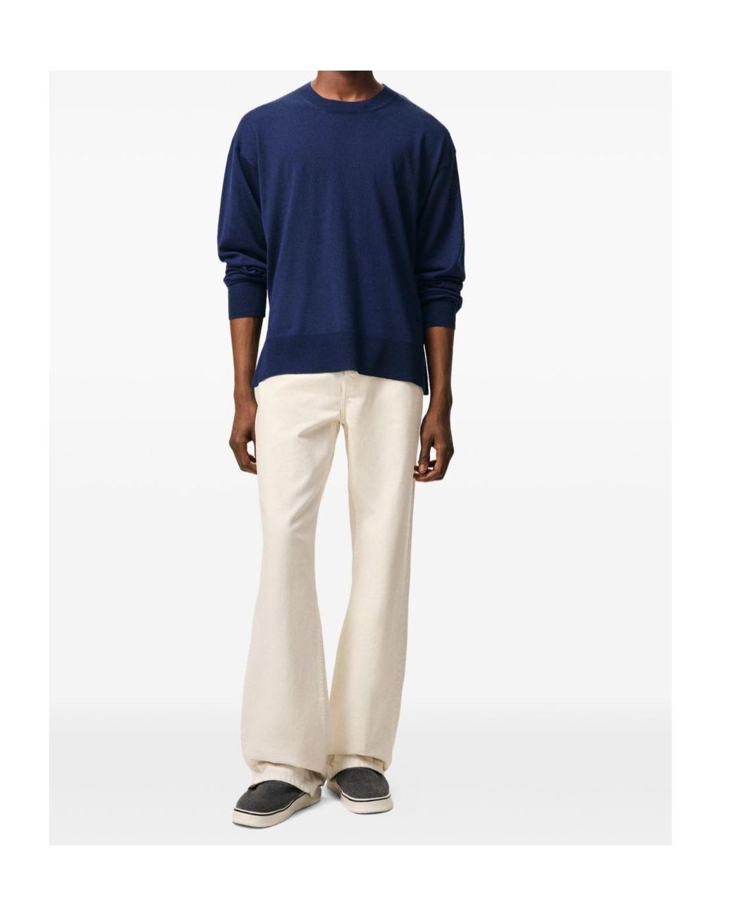 AMI Blue Round-Neck Knitwear for men