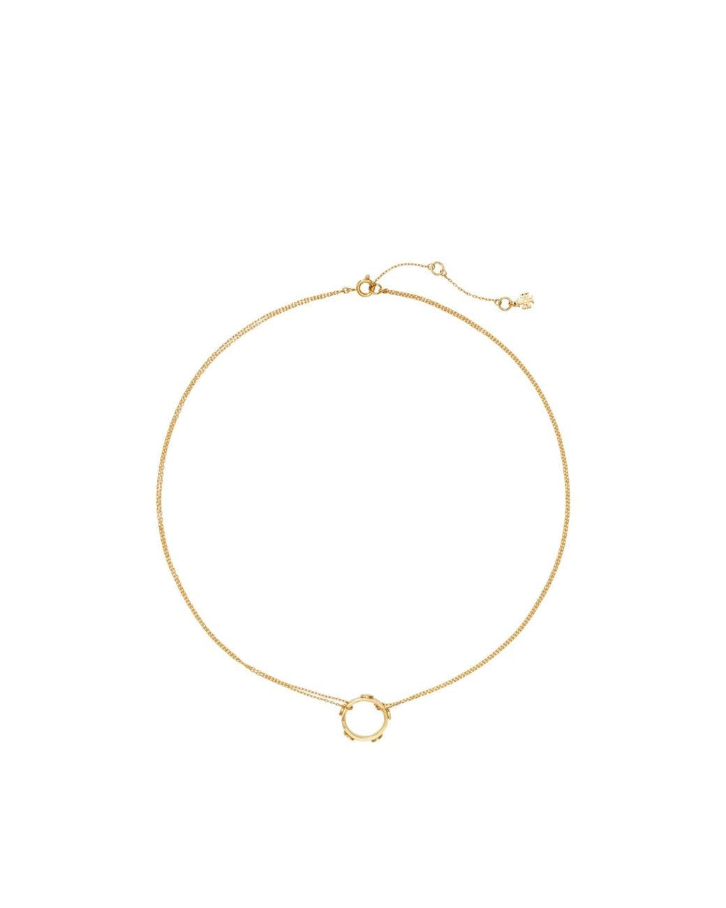 Tory Burch Metallic Miller Stud Circle Pendant Necklace