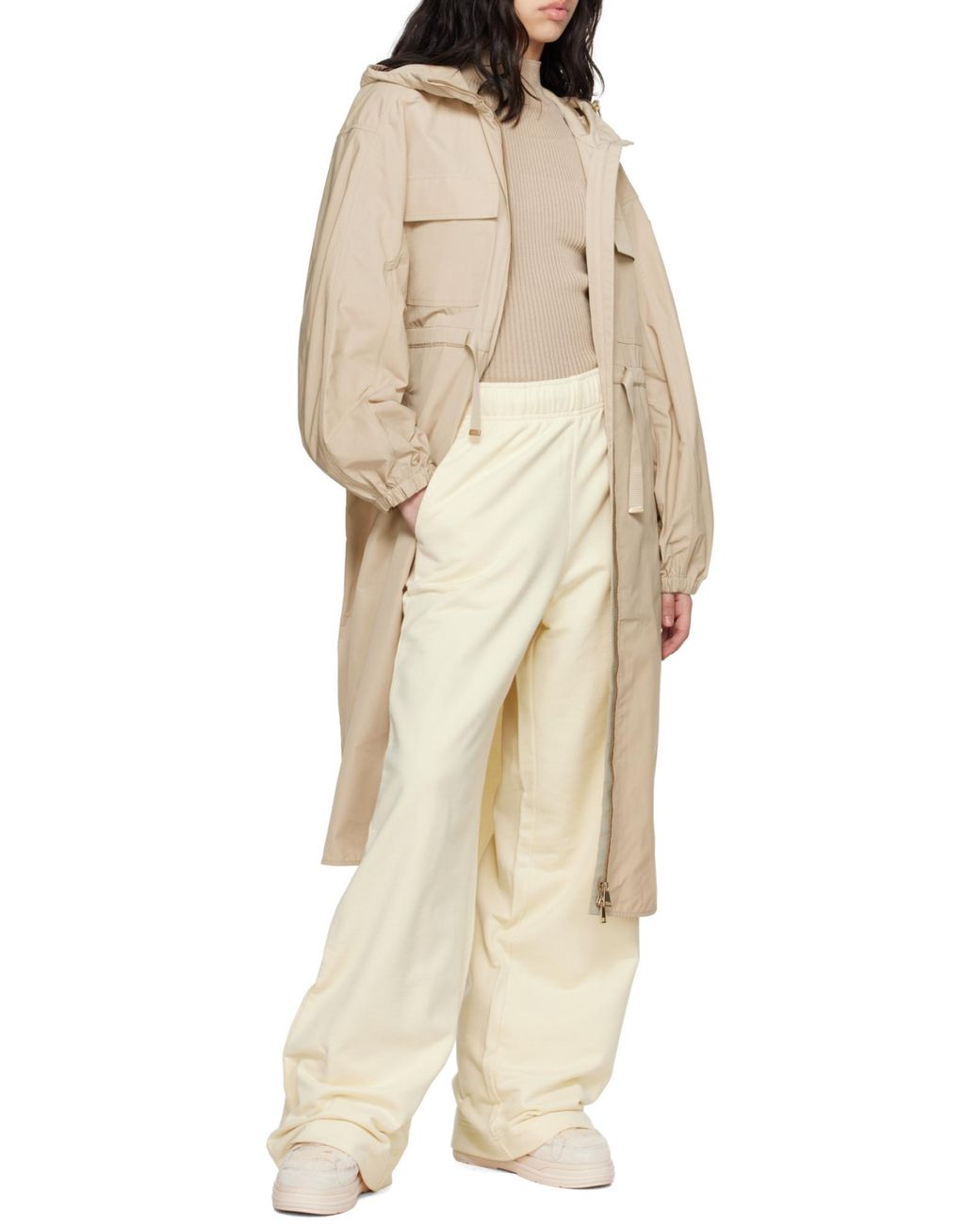 Moncler Natural Wide-Leg Track Pants