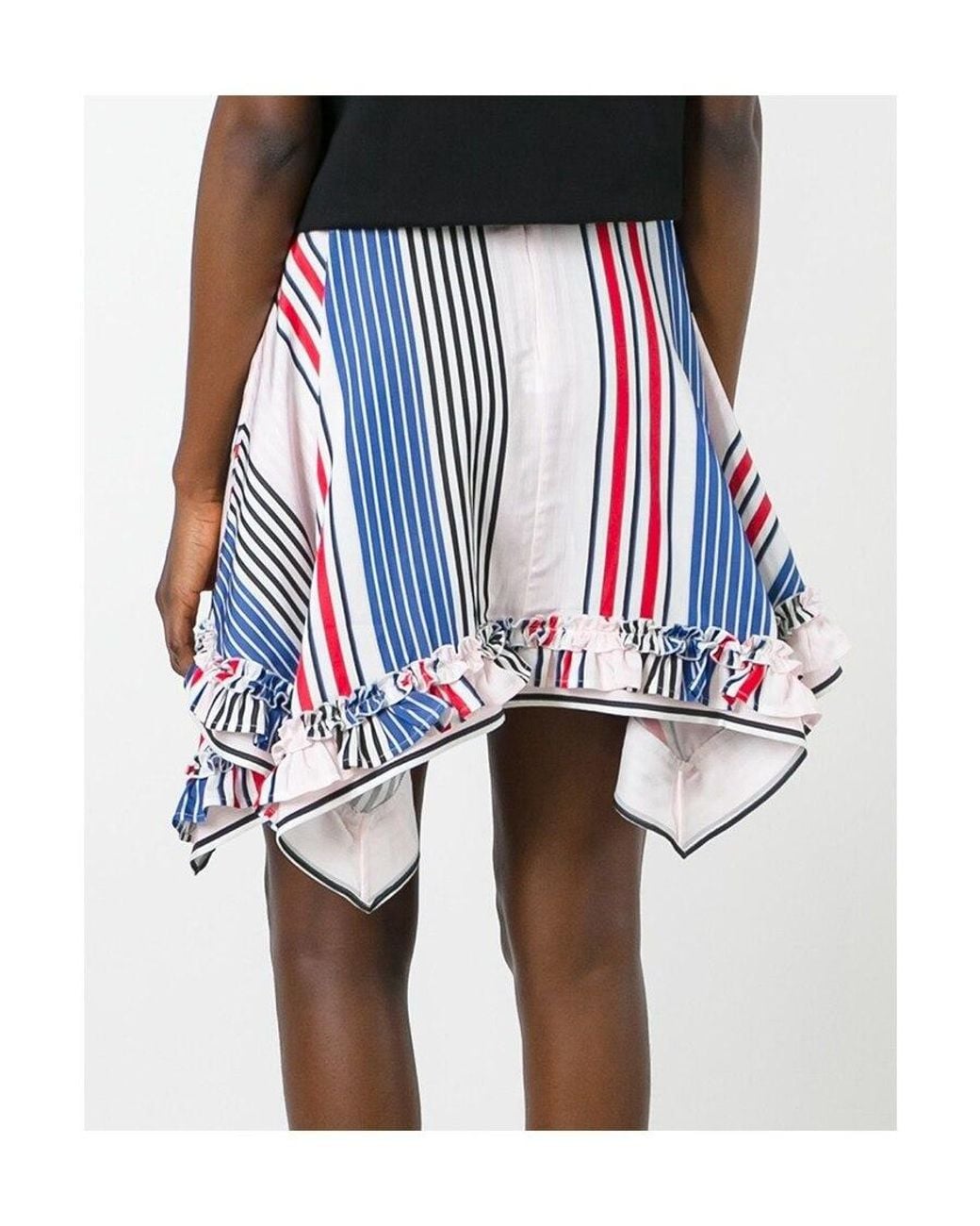 MSGM White Pointed Stripe Skirt
