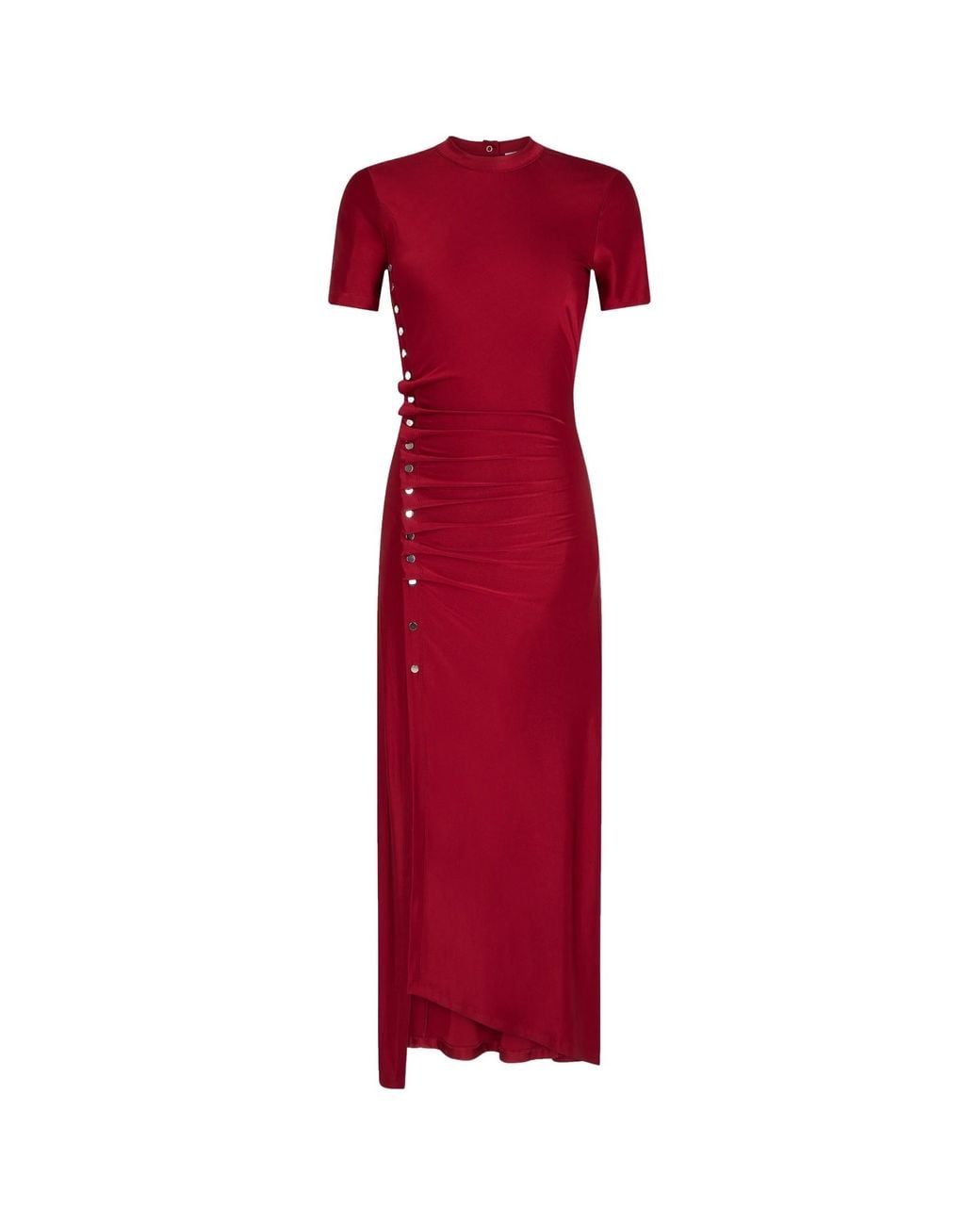 Rabanne Gathered Jersey Crewneck Maxi Dress