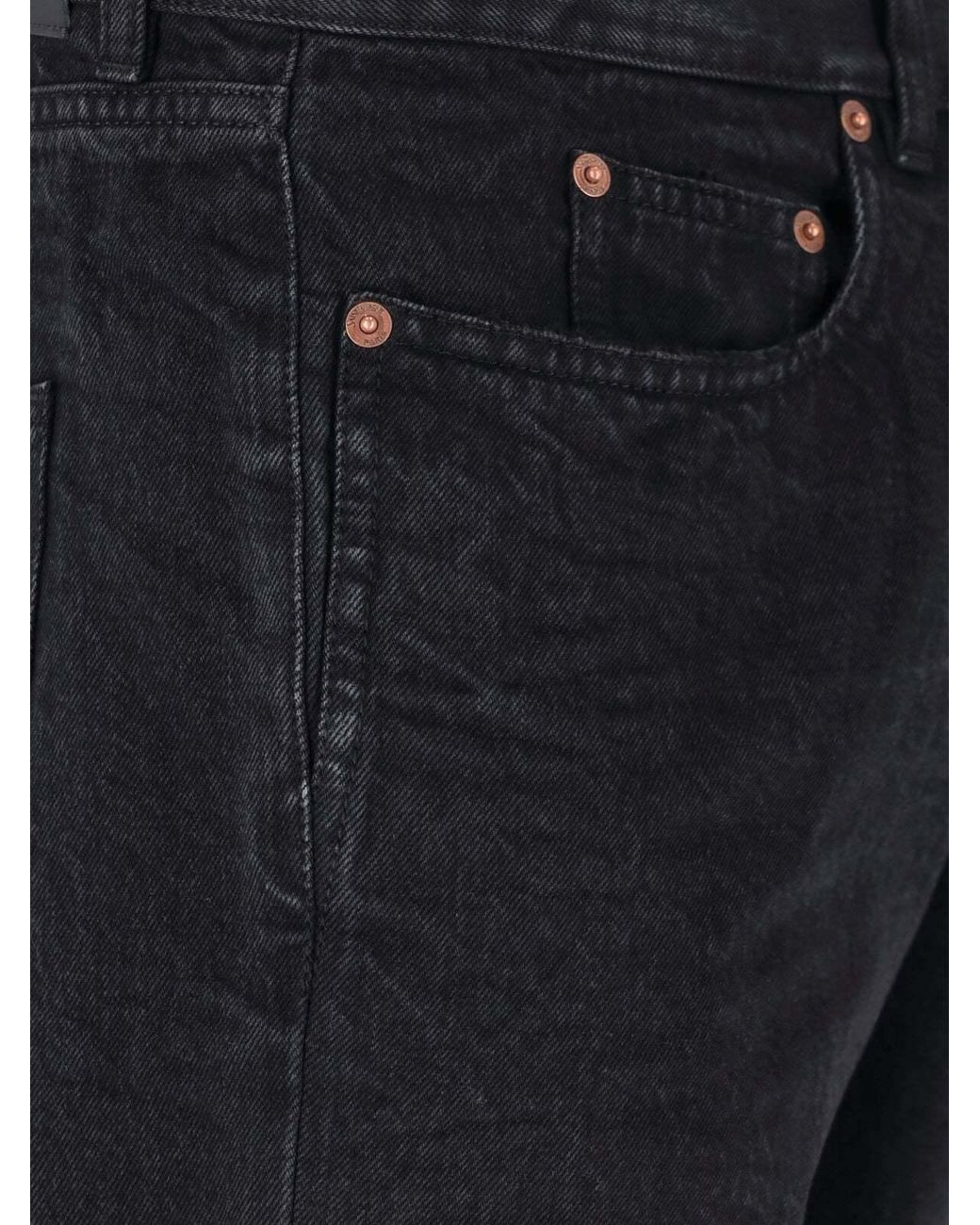 Saint Laurent Black Logo Patch Straight Leg Jeans for men