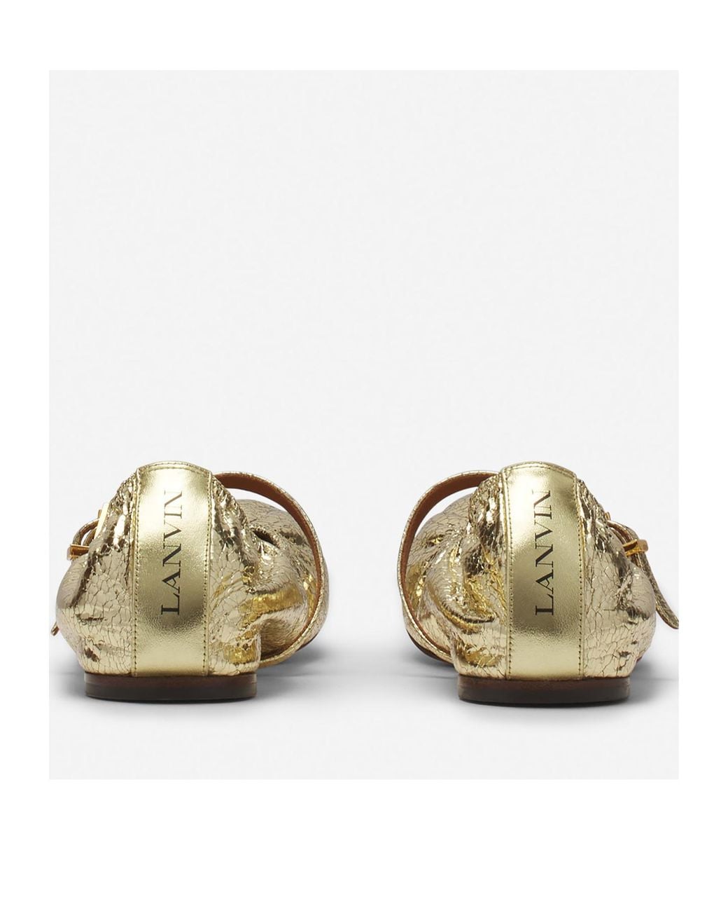 Lanvin Natural Logo-Tag Cracked Ballerinas