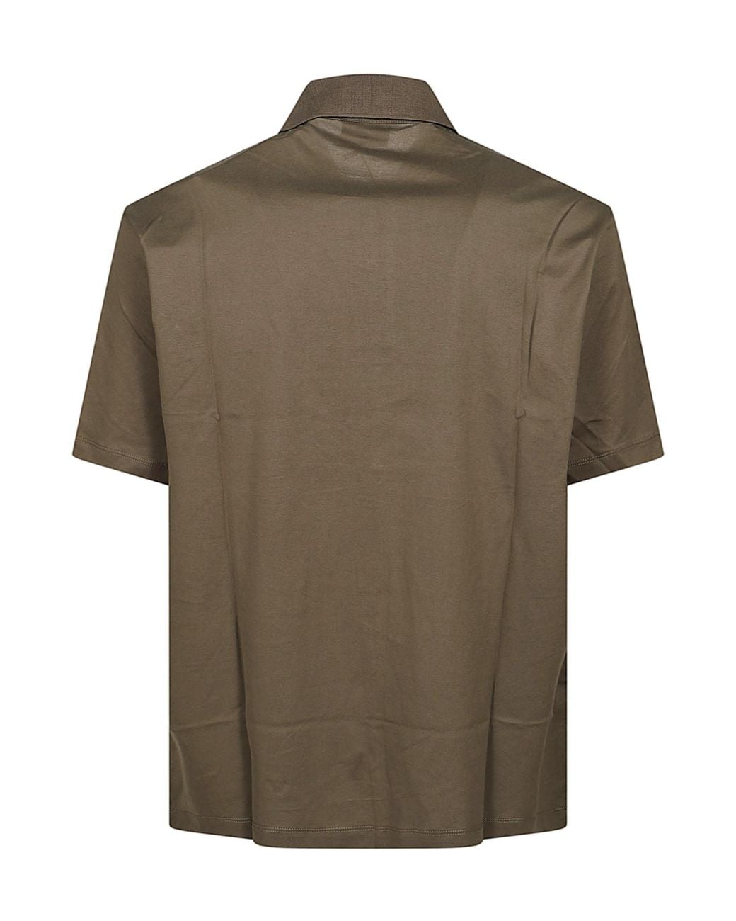 Emporio Armani Green Button Detailed Short-Sleeved Polo Shirt for men