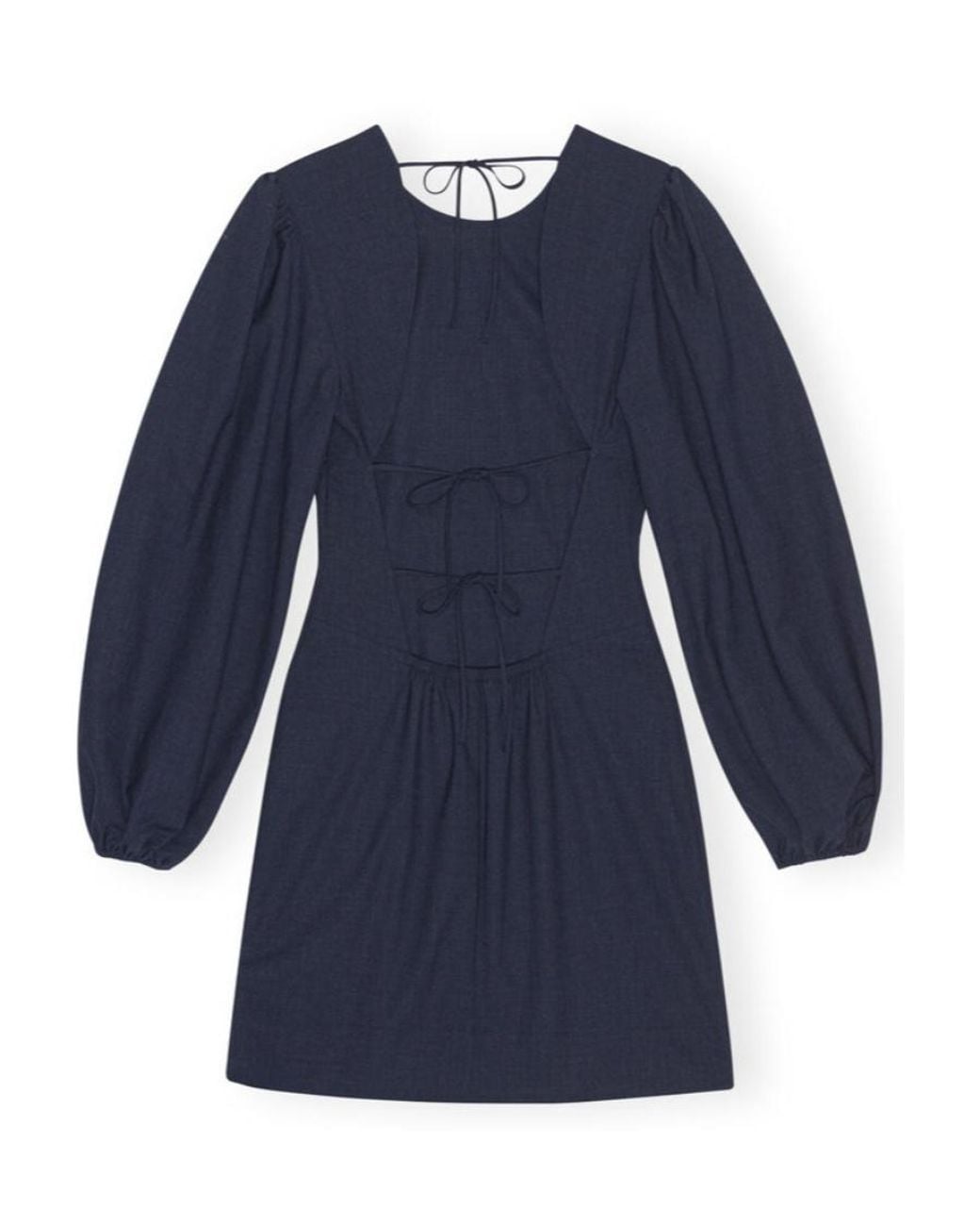 Ganni Blue Drapey Melange Open Back Mini Dress