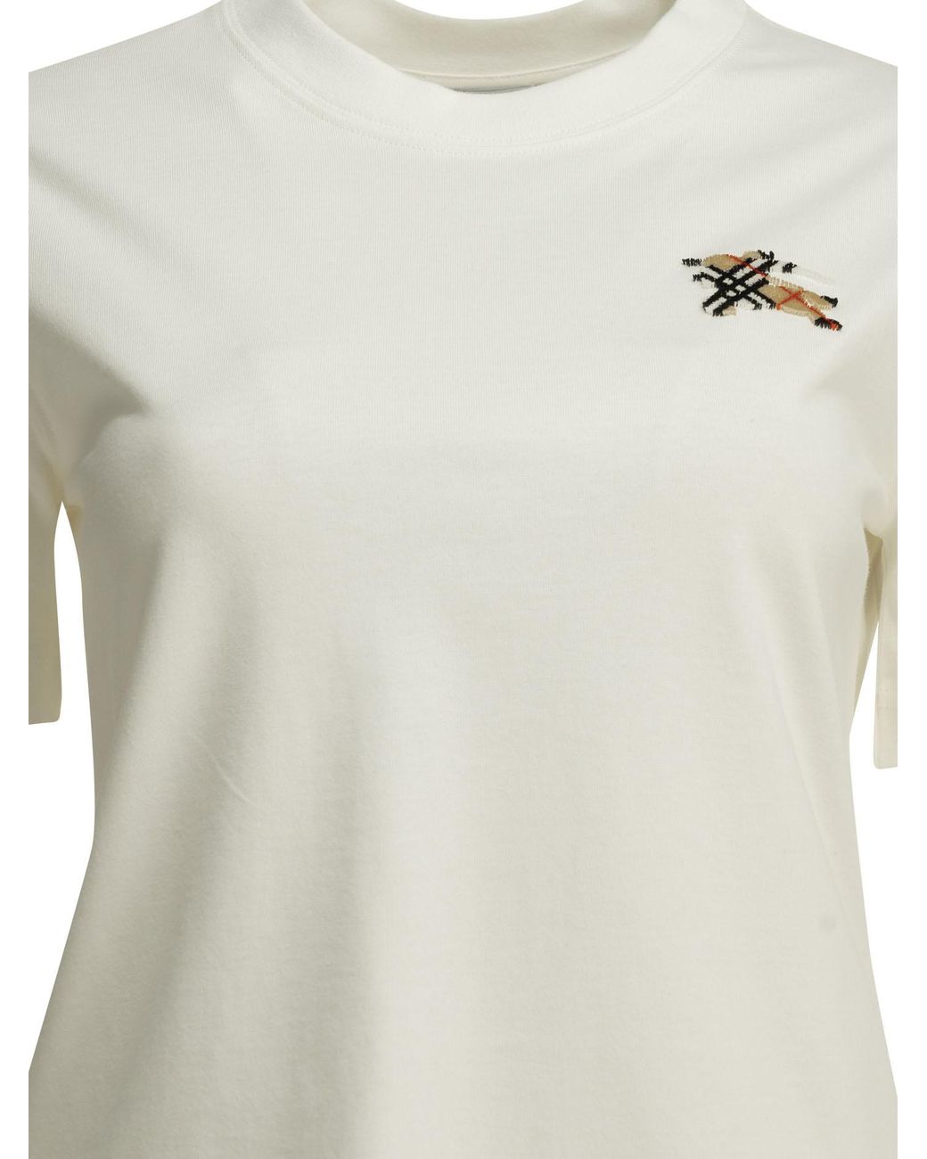 Burberry White Knight Check Crewneck T-Shirt