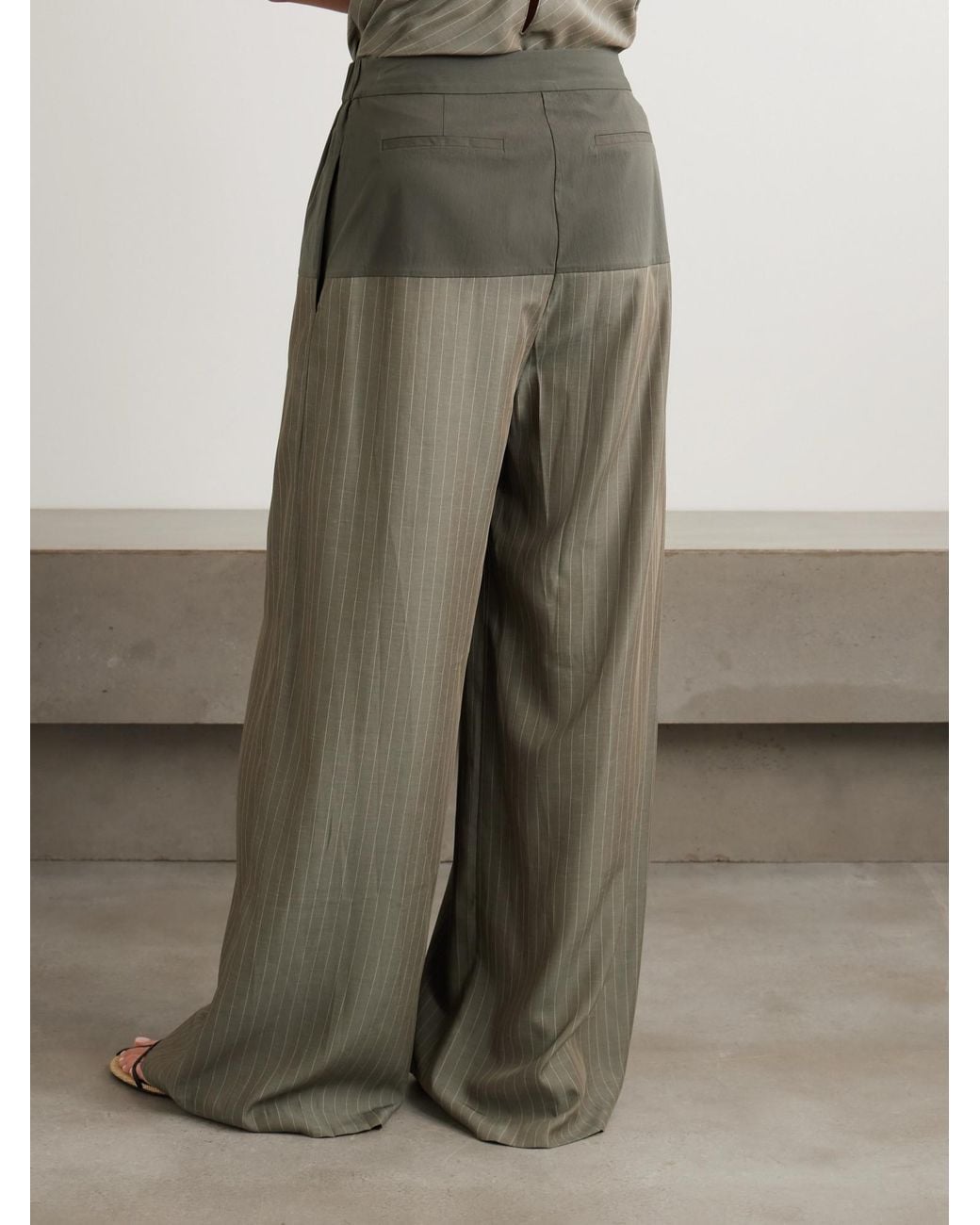 St. Agni Green Pinstriped Trousers