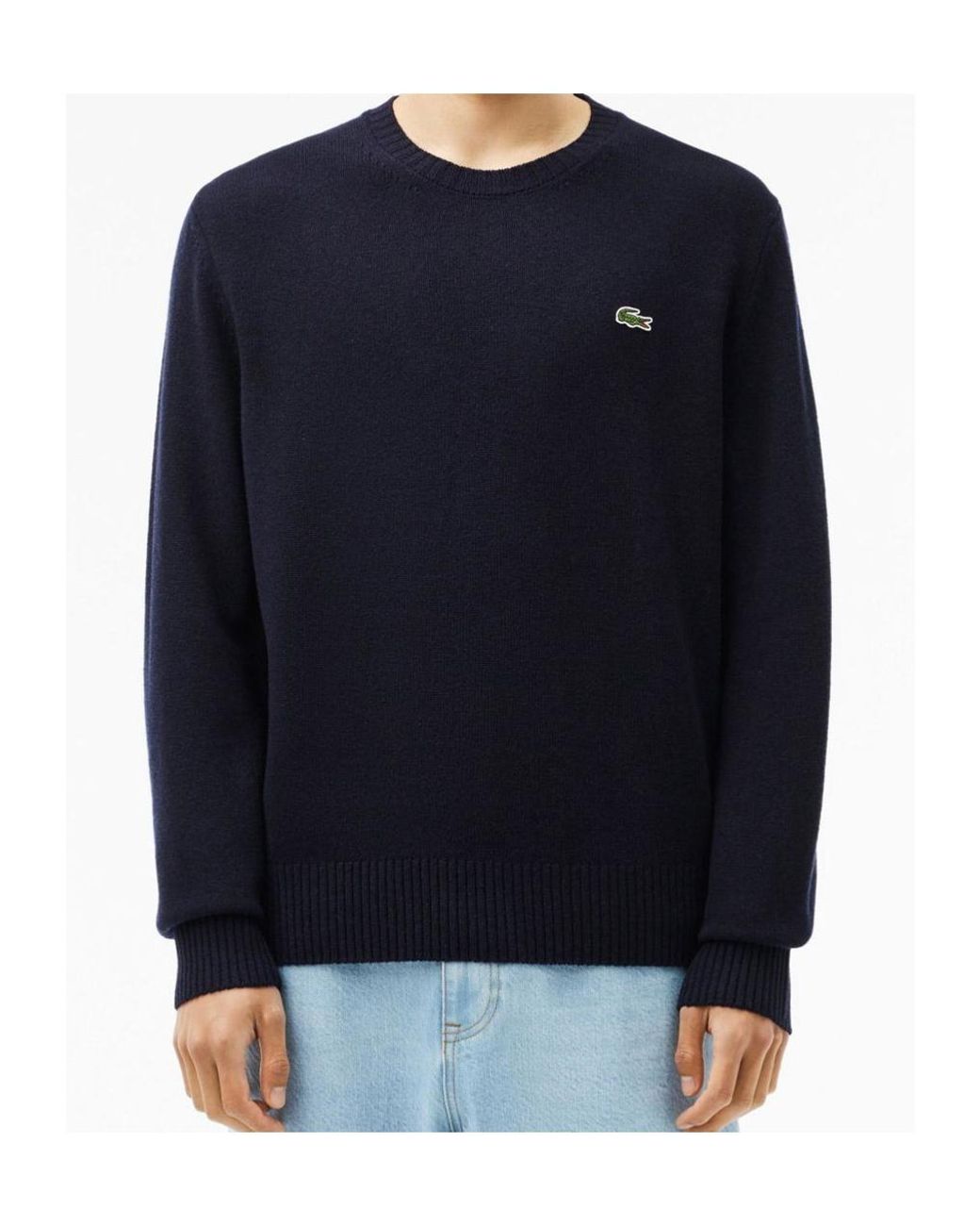 Lacoste Blue Logo Patch Crewneck Jumper for men