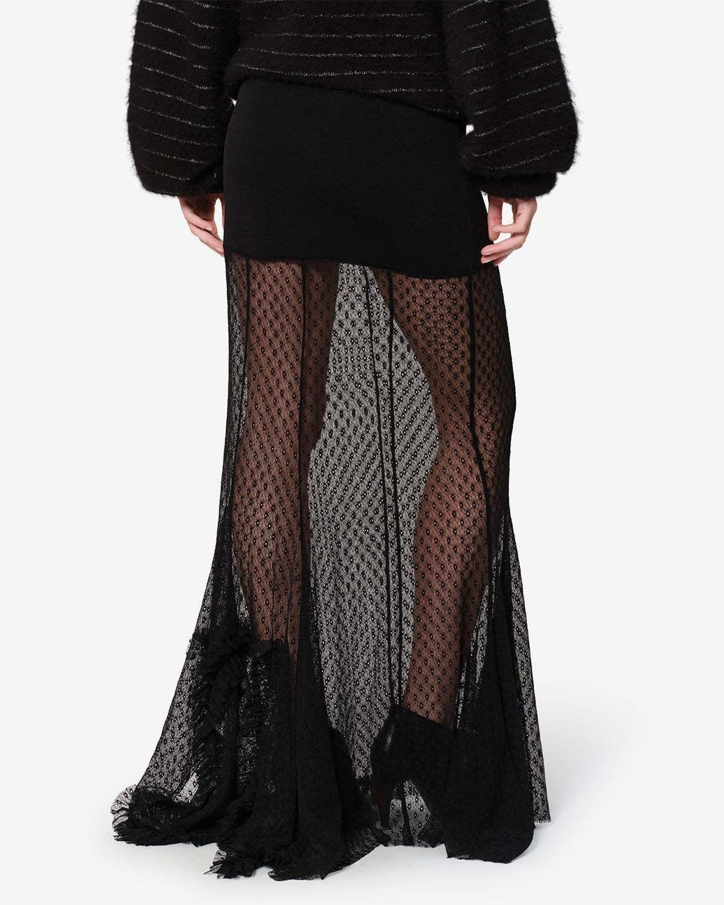 Isabel Marant Black Ioana Long Plumetis Lace Skirt