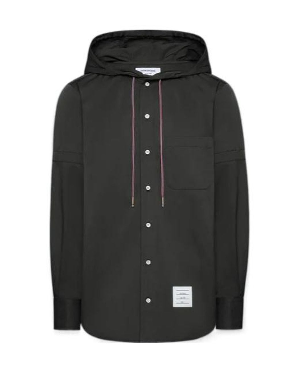 Thom Browne Black Hooded Armband-Detail Shirt for men