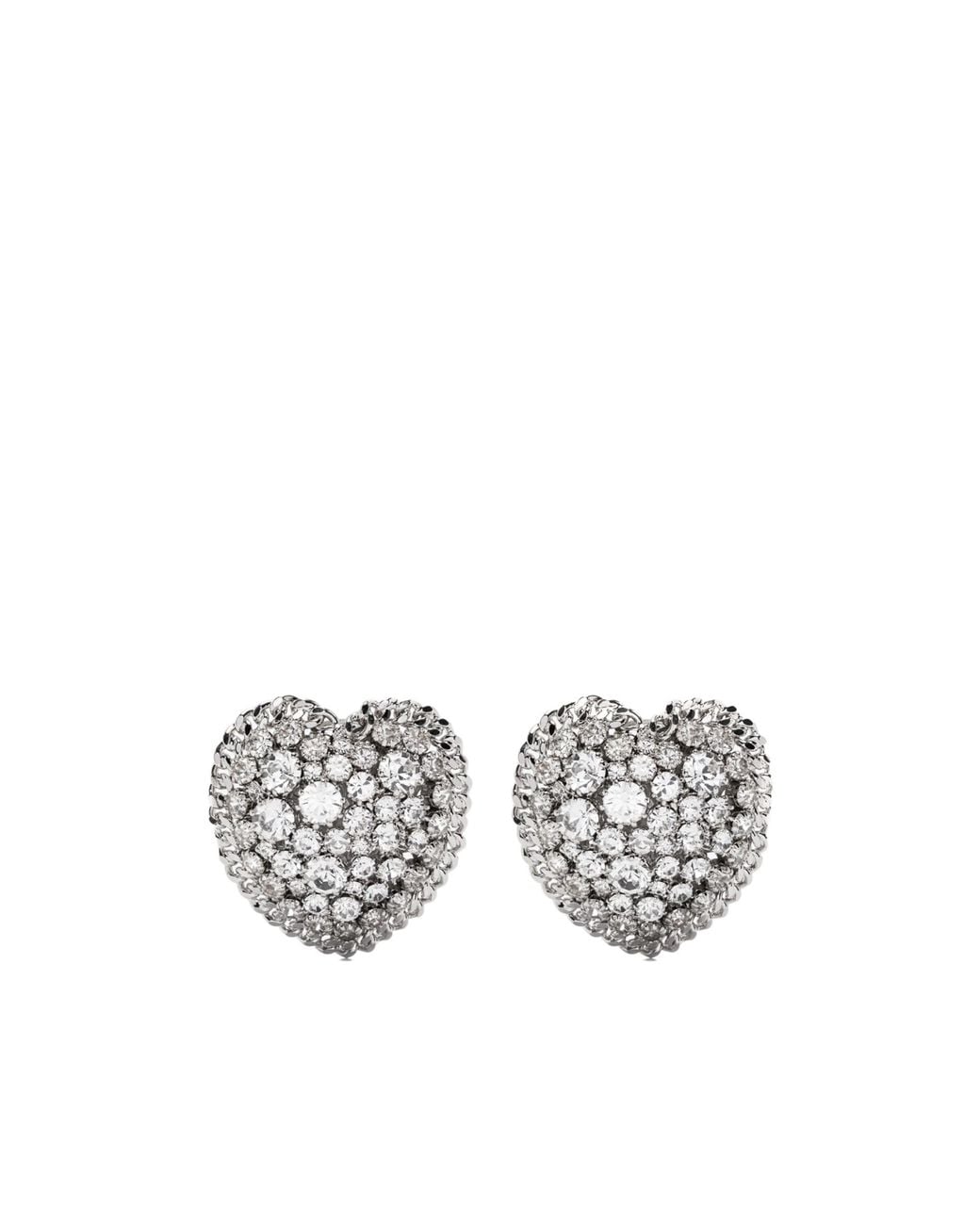 Alessandra Rich White Heart Embellished Earrings