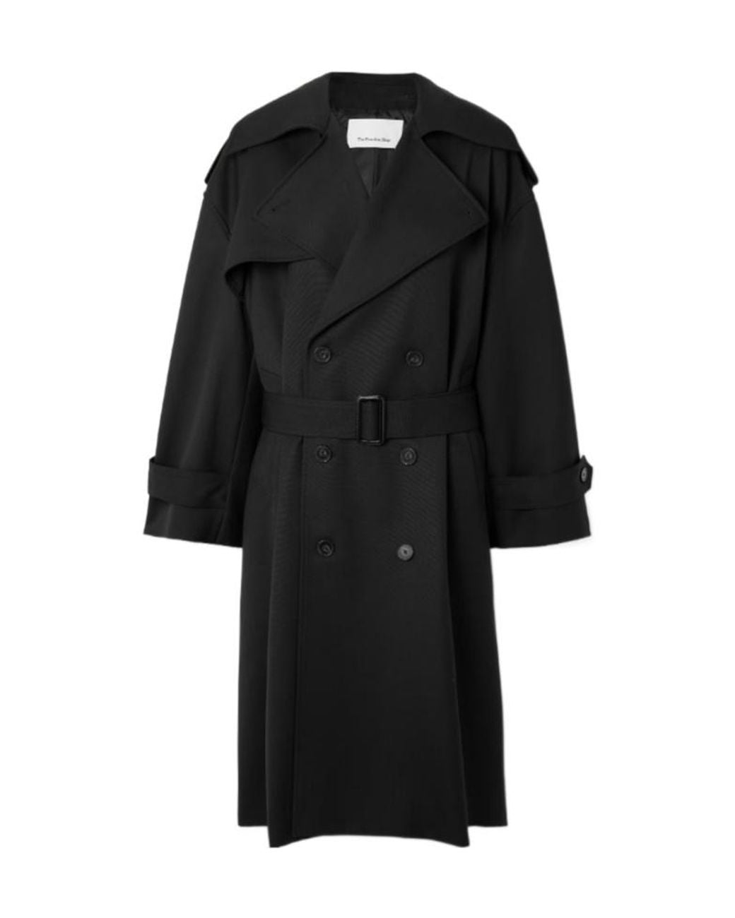 Frankie Shop Black Double-Breasted Trench Coat