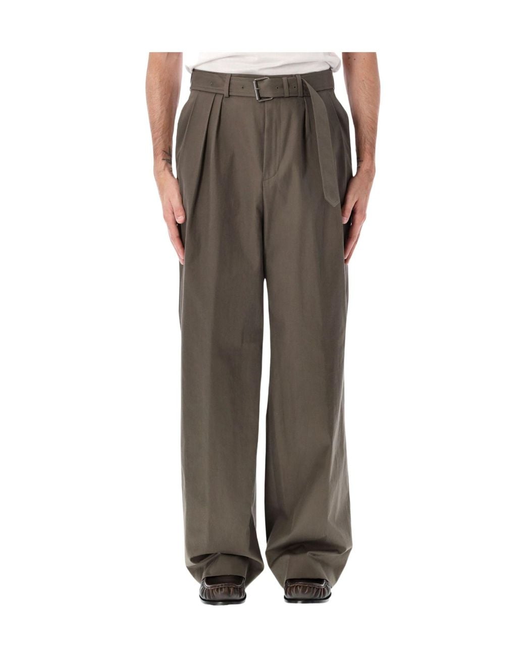 Dries Van Noten Brown Preaches Pleated Belted Pants for men