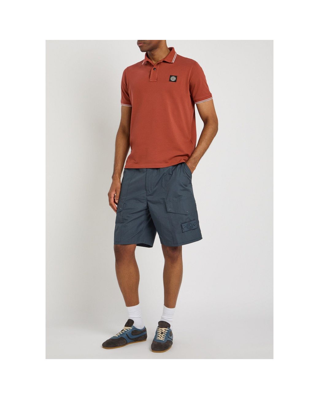 Stone Island Red Cotton Slim-Fit Polo Shirt for men