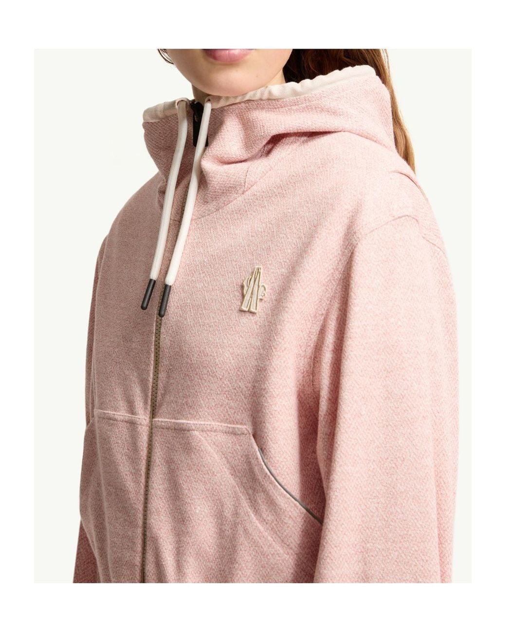 Moncler Pink Grenoble Zip-Up Drawstring Hoodie