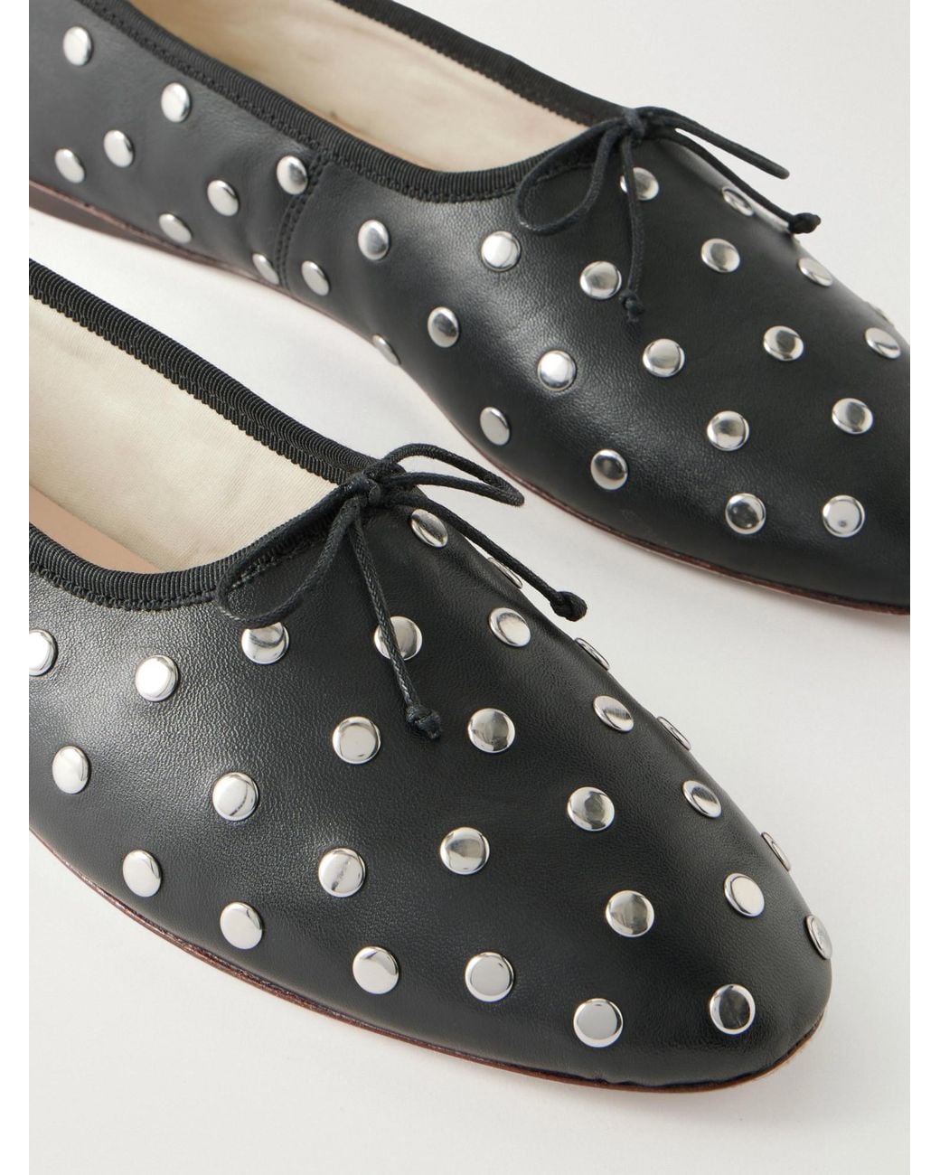 Loeffler Randall Black Studded Leather Ballet Flats