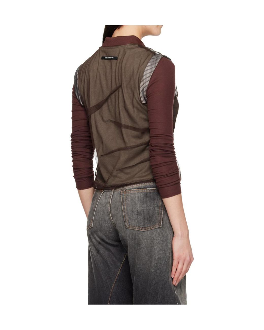 ANDERSSON BELL Green Layered Mesh Pleated Top