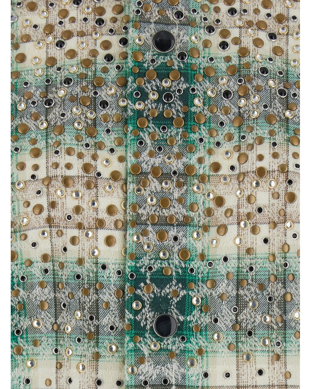 Amiri Green Stud-Embellished Checked Shirt for men