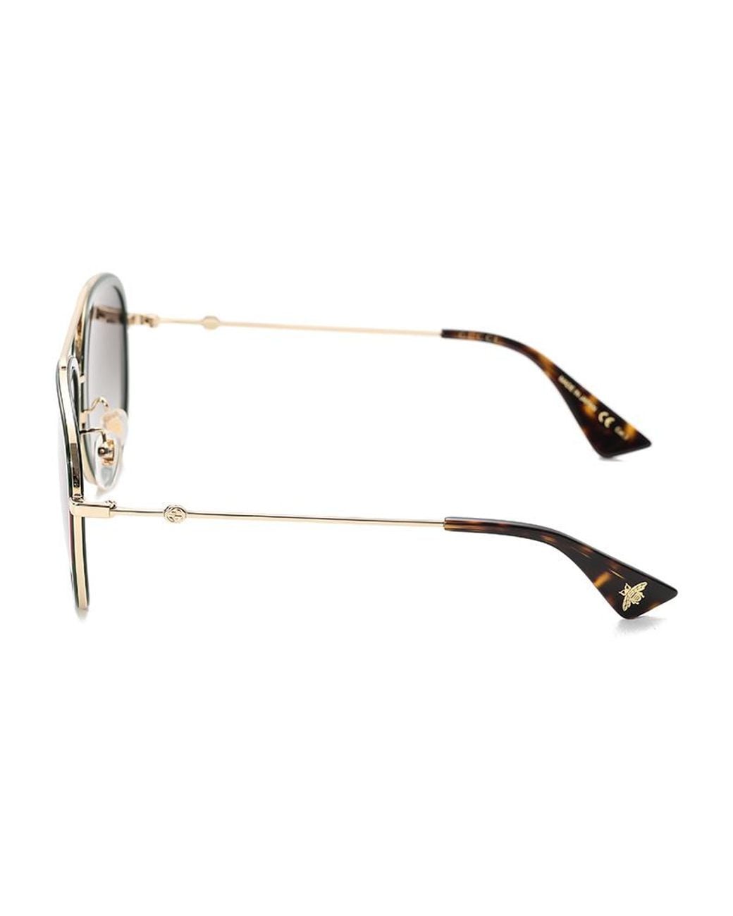 Gucci Metallic Eyewear Double Bridge Aviator Sunglasses