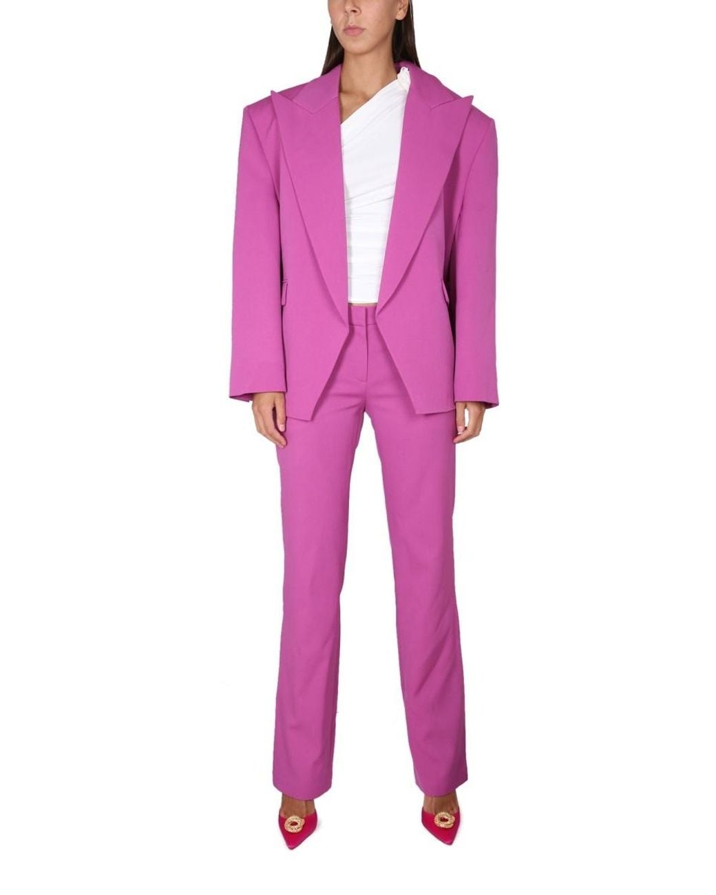 Magda Butrym Pink Mid-Rise Straight-Leg Trousers