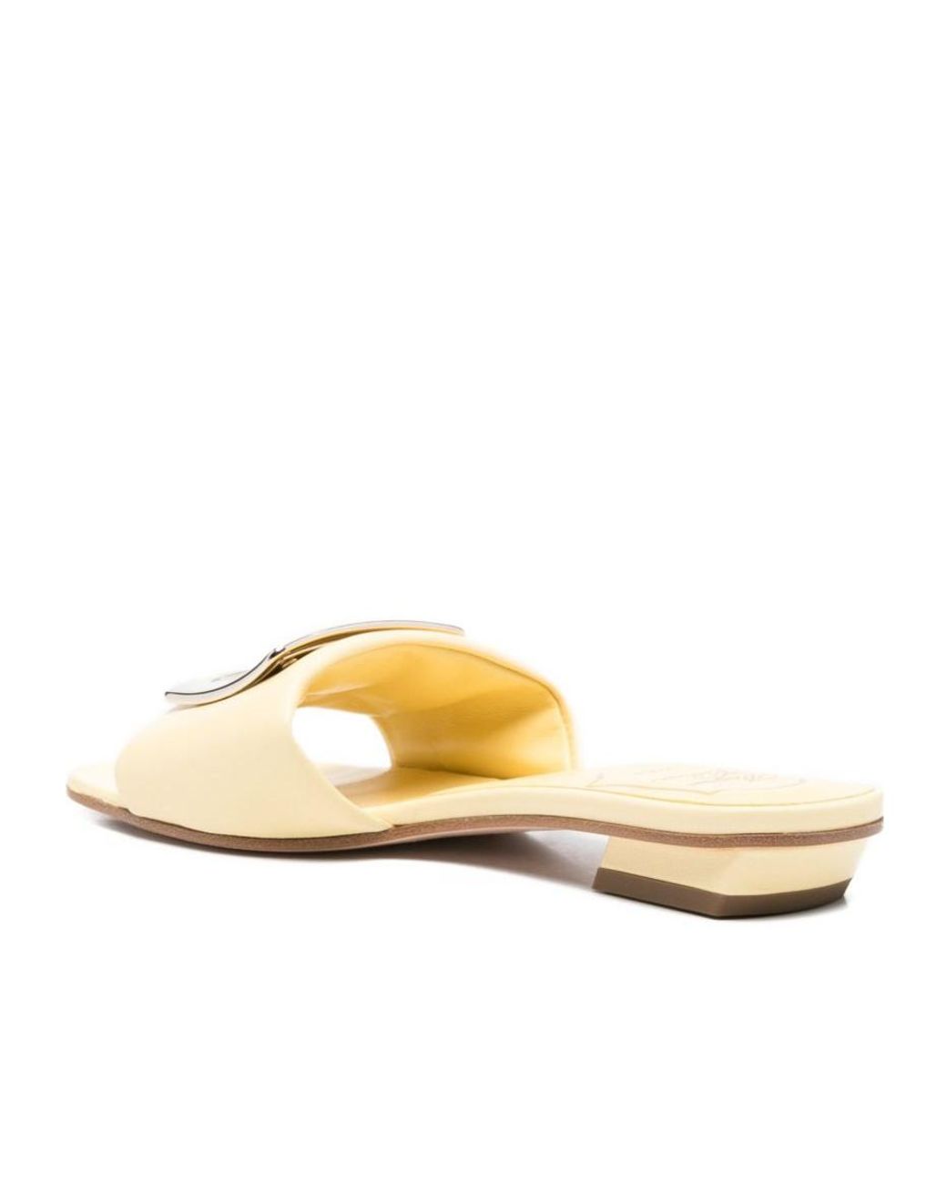 Roger Vivier White Round-Toe Flat Slippers