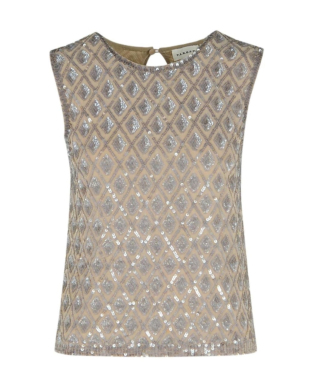 P.A.R.O.S.H. Gray P.A.R.O..H. Sequin Detailed Sleeveless Top