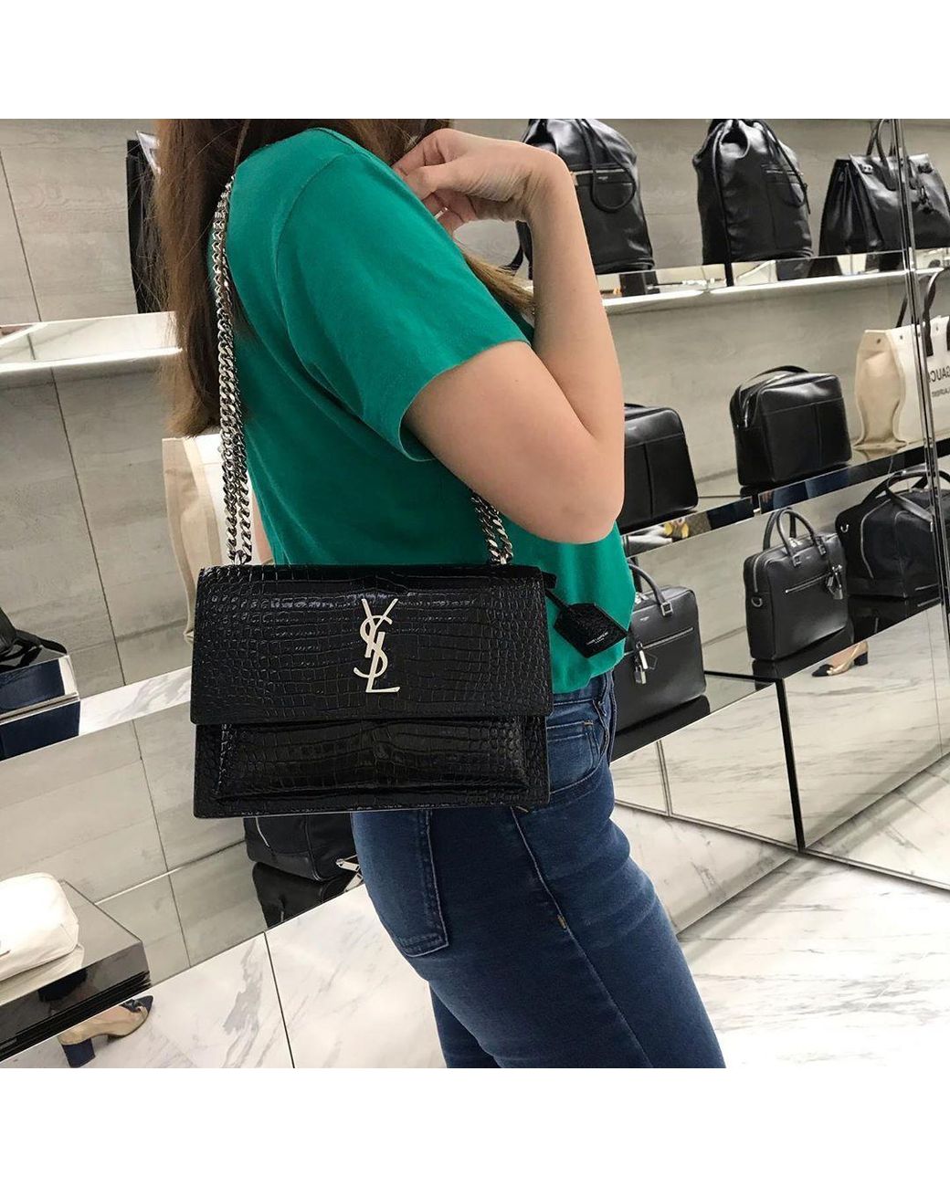 Saint Laurent Black Sunset Monogram Medium Shoulder Bag