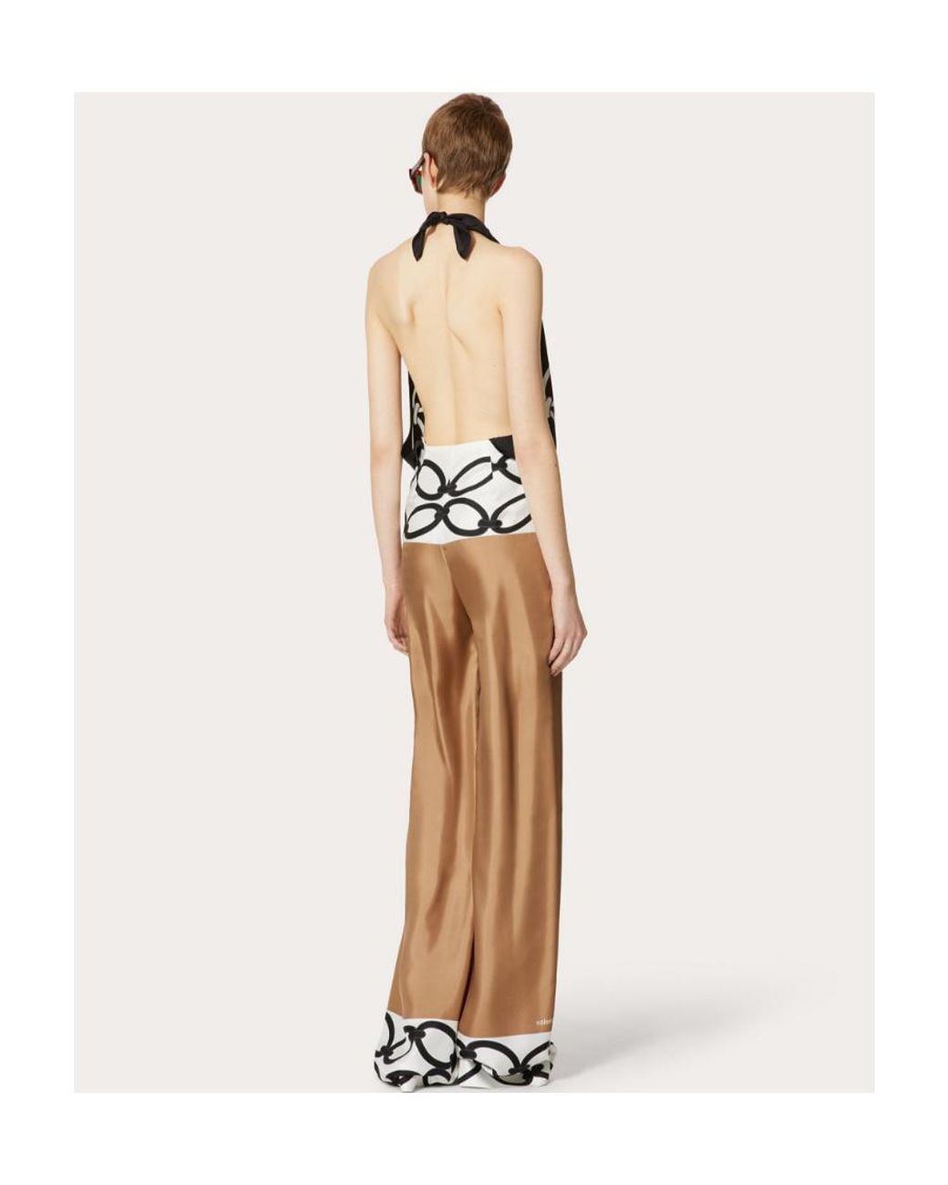 Valentino White Chain 1967 Foulard Silk Jumpsuit