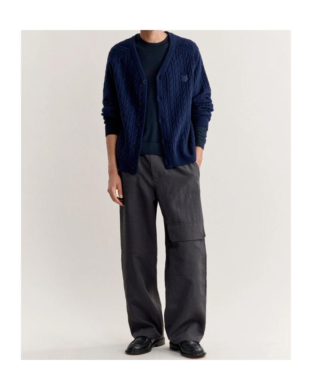 Maison Kitsuné Blue Fox-Head Motif Knit Cardigan for men