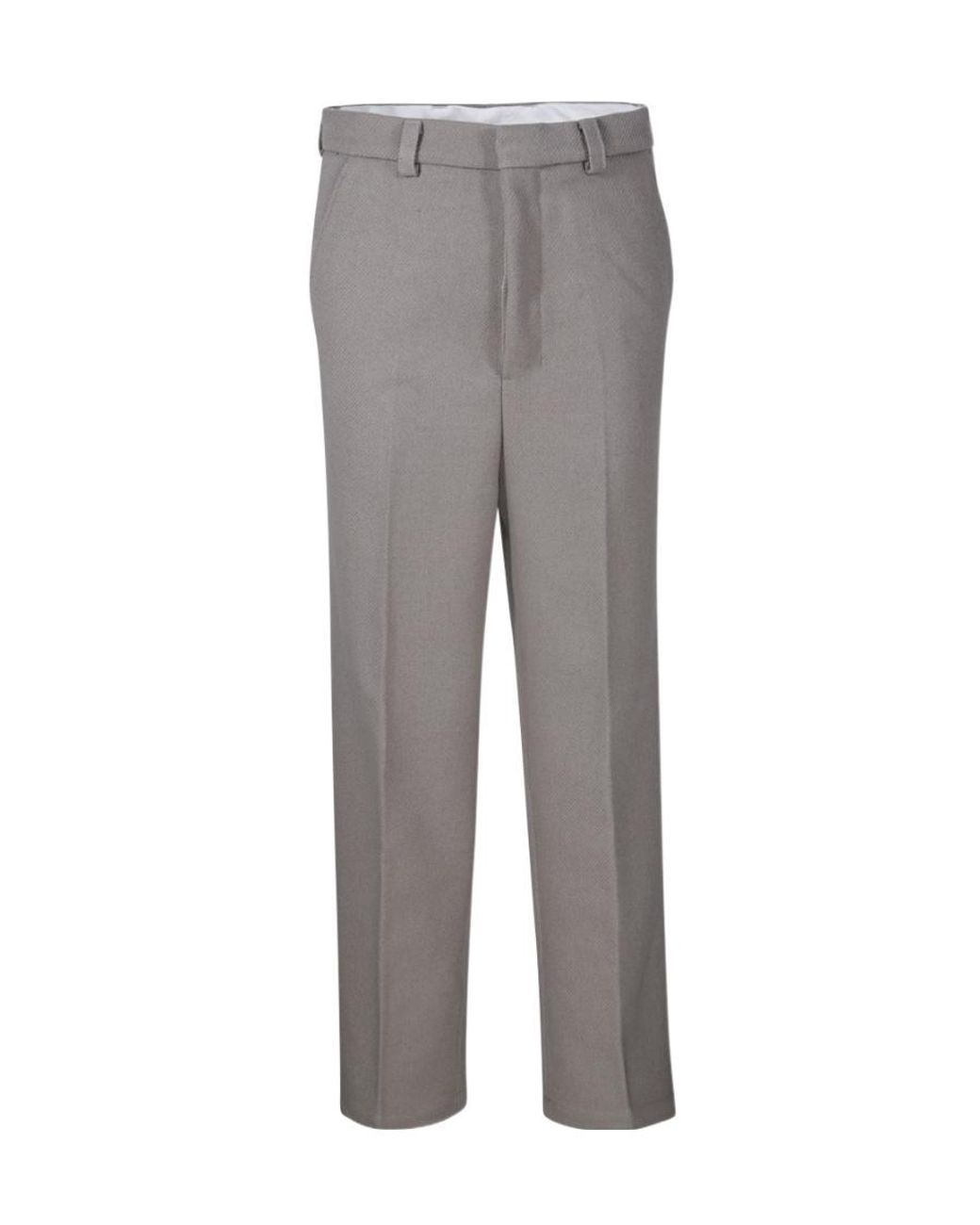 AMI Gray Straight-Leg Pleat-Detailed Trousers for men