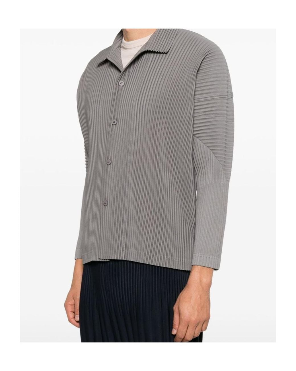 Homme Plissé Issey Miyake Gray Long-Sleeved Shirt for men