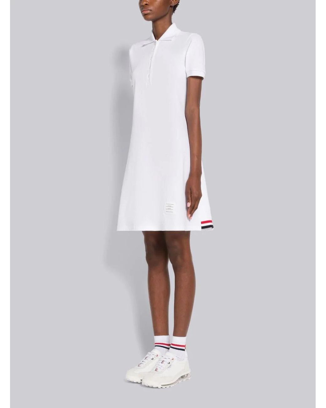 Thom Browne White Pique Flared Short-Sleeved Tennis Dress