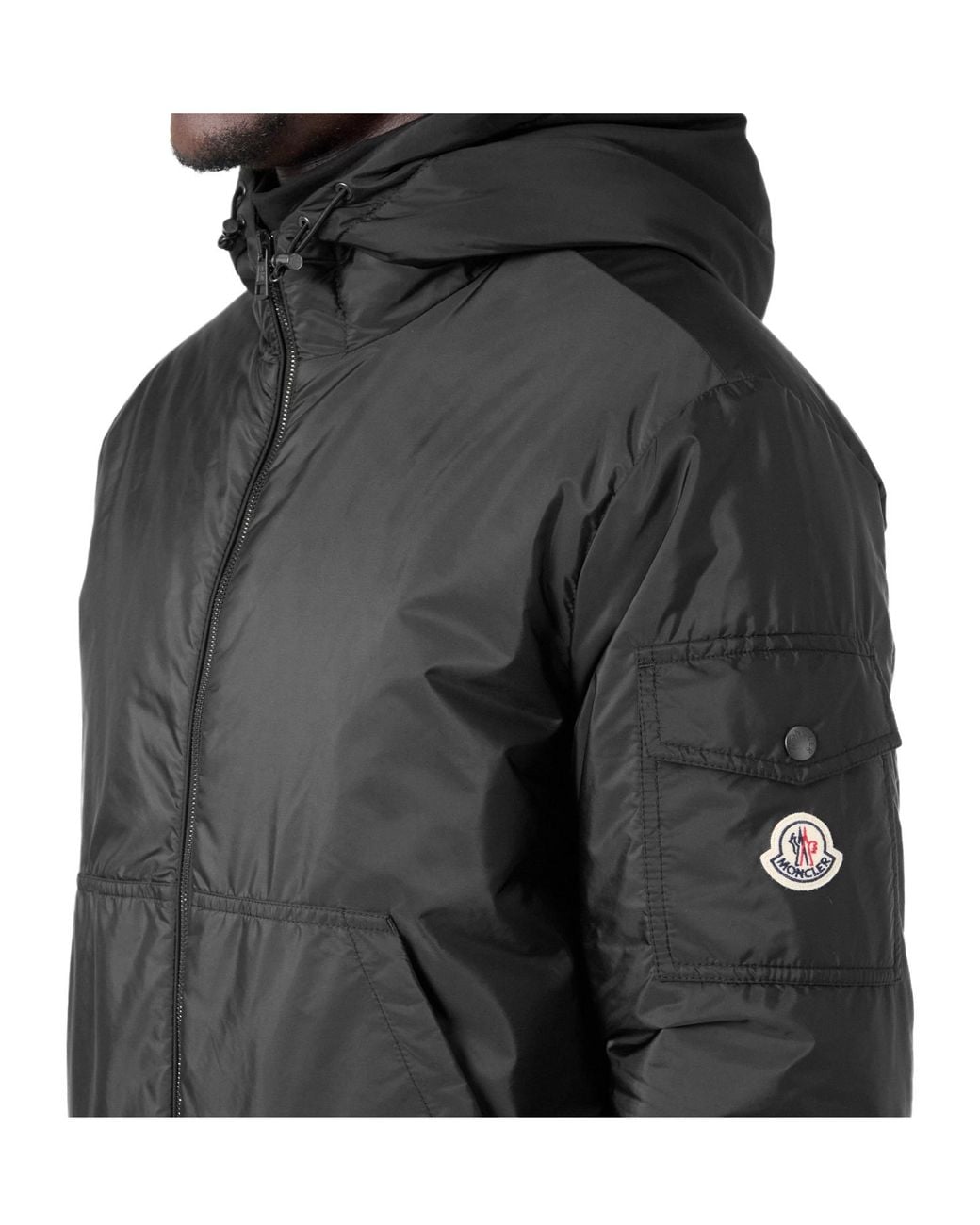 Moncler Black Solid Bomber Jacket for men