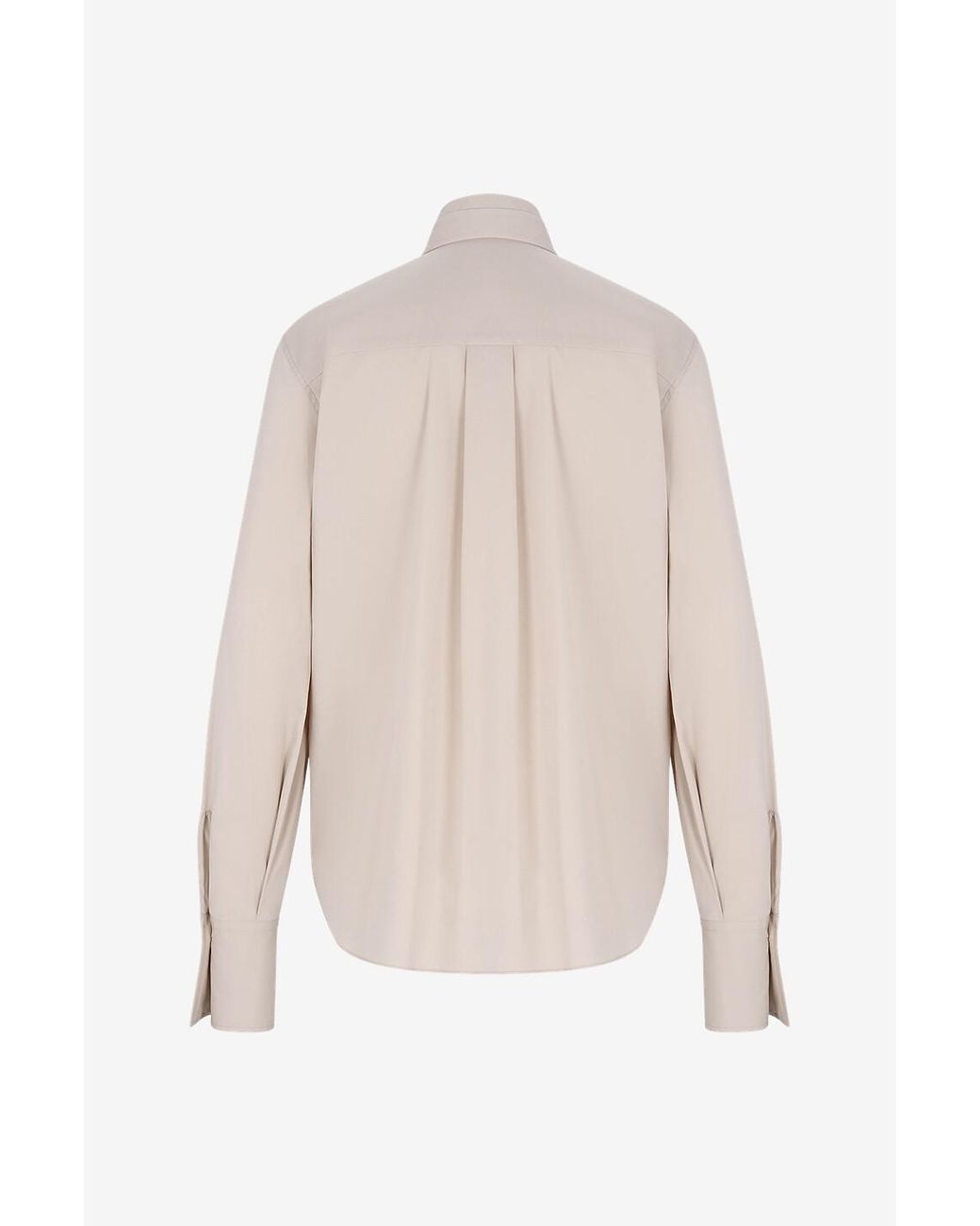 Brunello Cucinelli Natural Monili-Collar Long-Sleeve Blouse