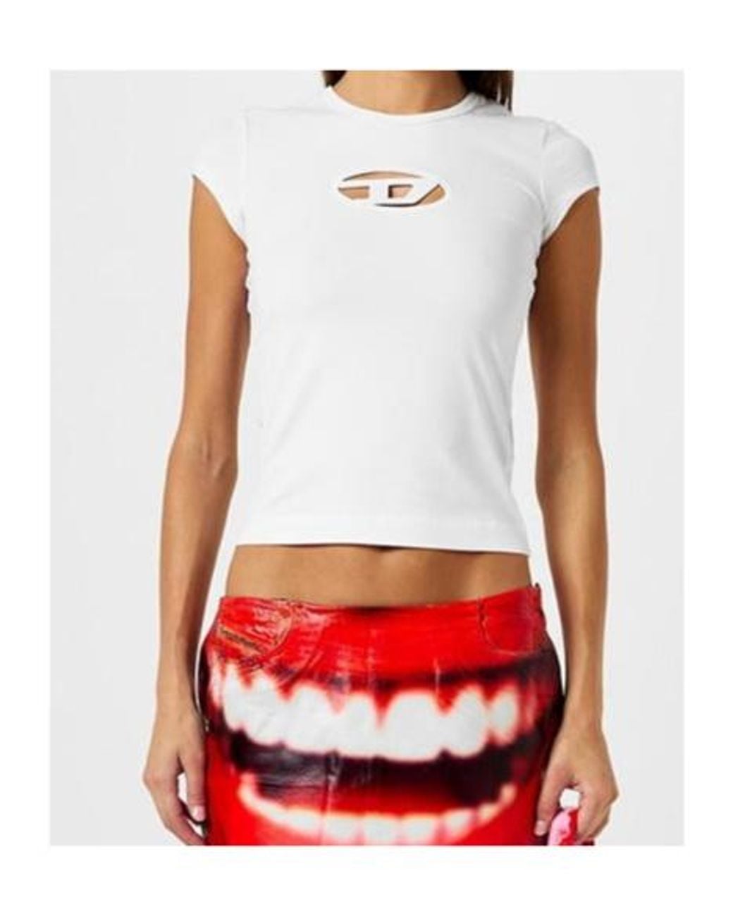 DIESEL White Crew Neck T-Shirt