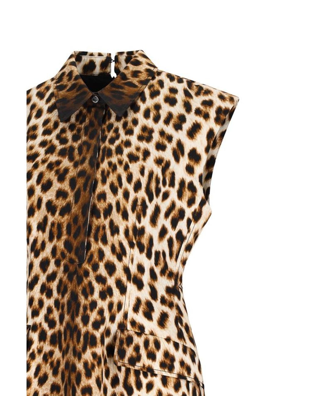 Sportmax Brown Cotton Mini Dress With Animal Print