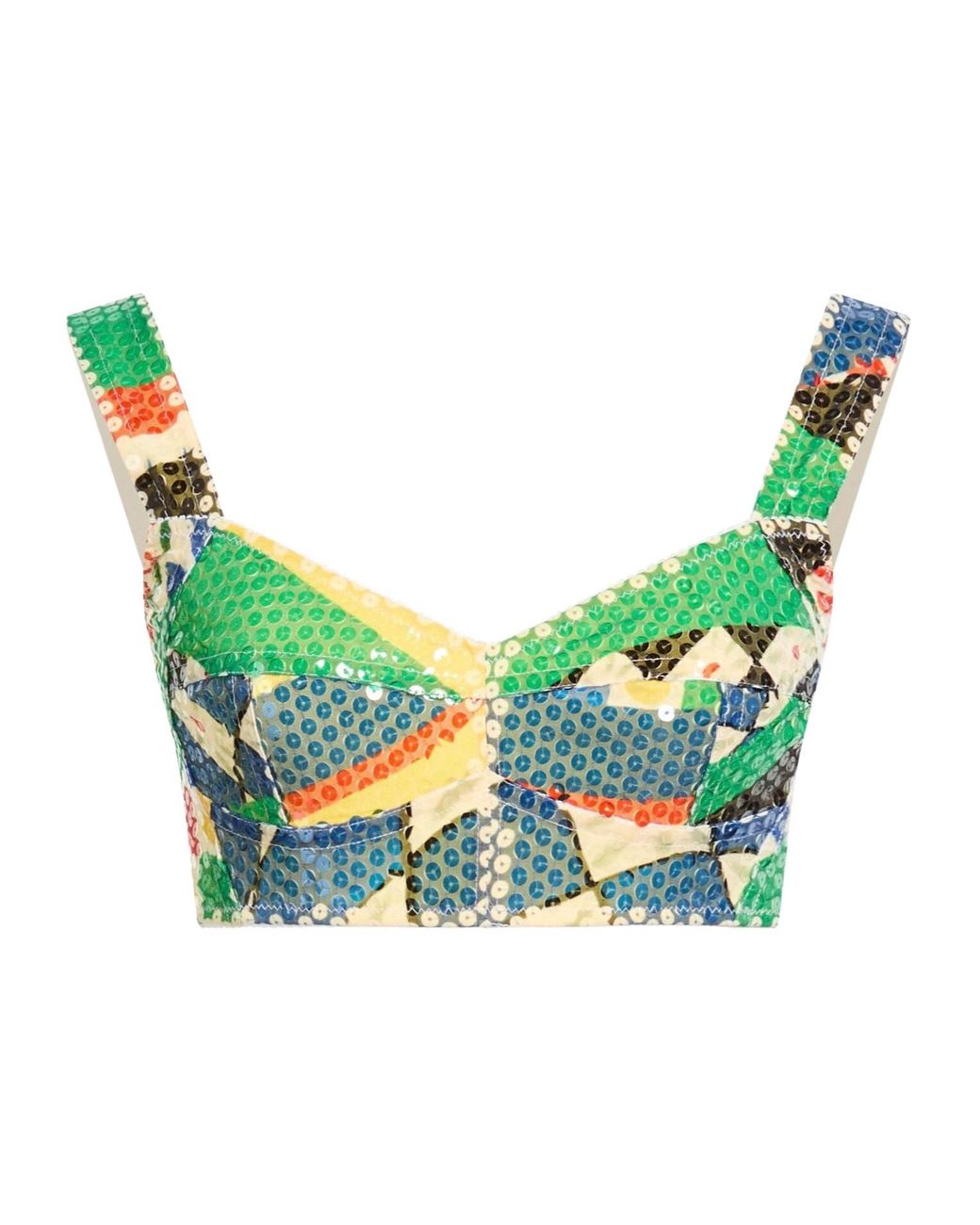 Dolce & Gabbana Green Sleeveless Sequin Crop Top