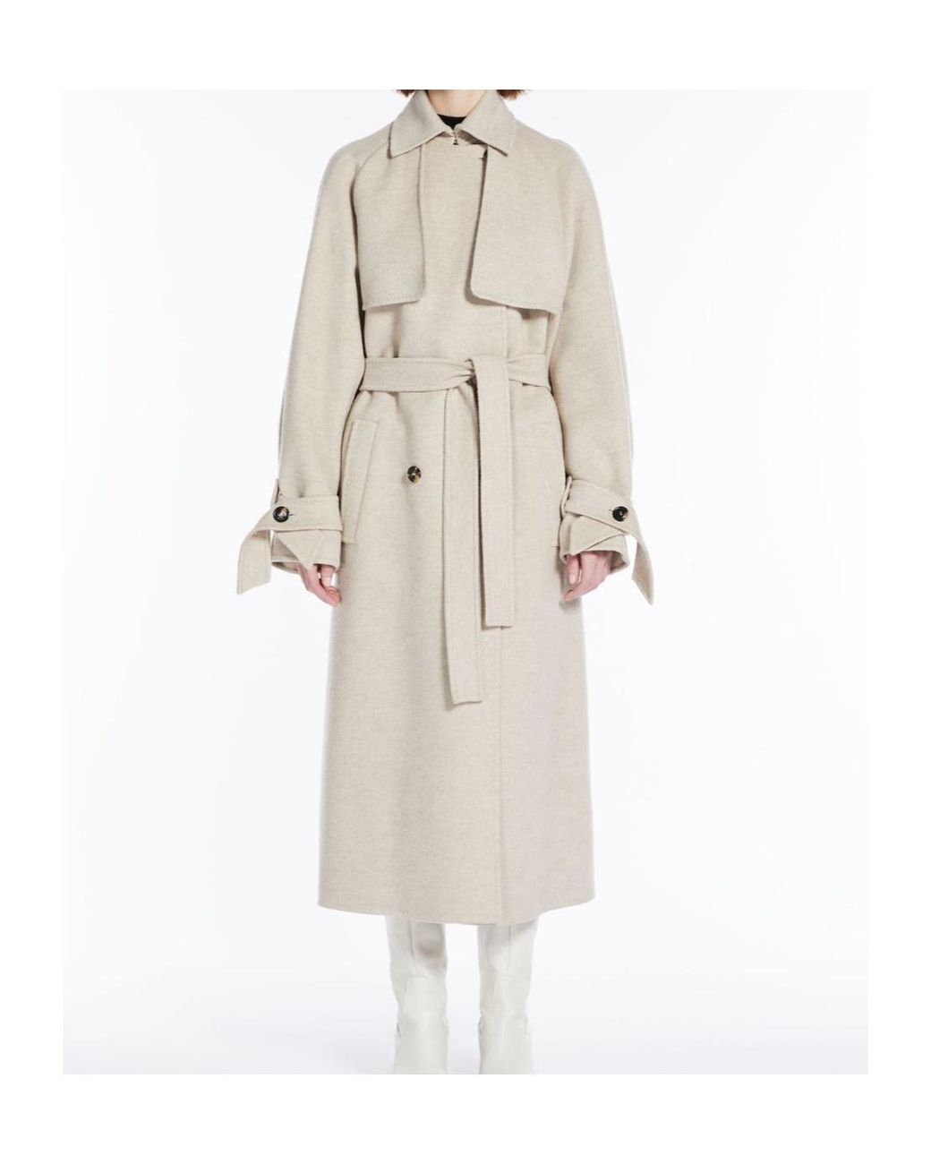 Max Mara White Falcone Oversized Belted Trench Coat
