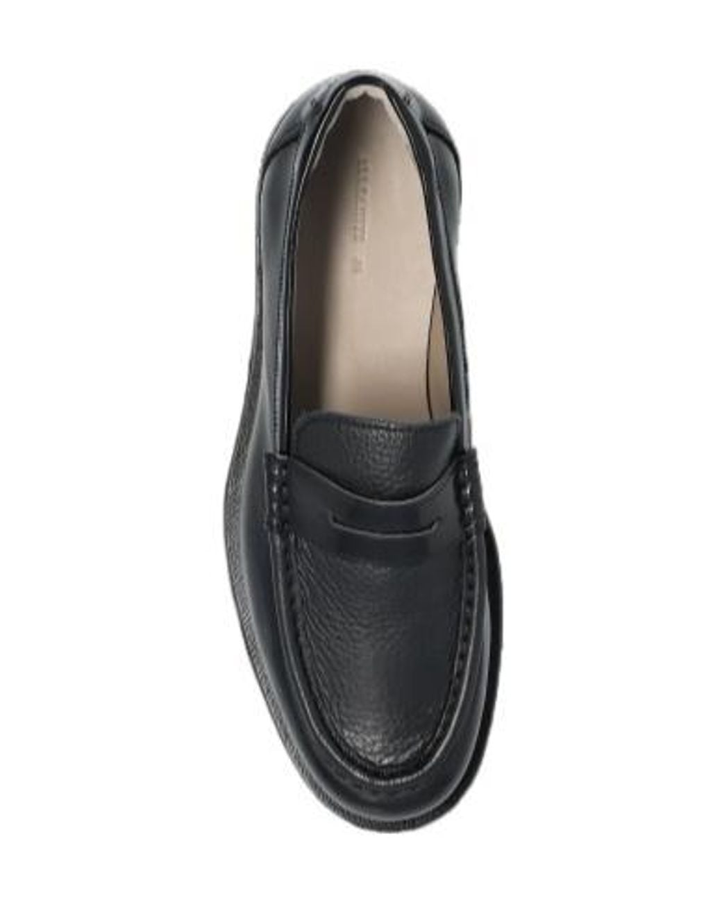 AllSaints Black Bloom Textured Penny Loafers