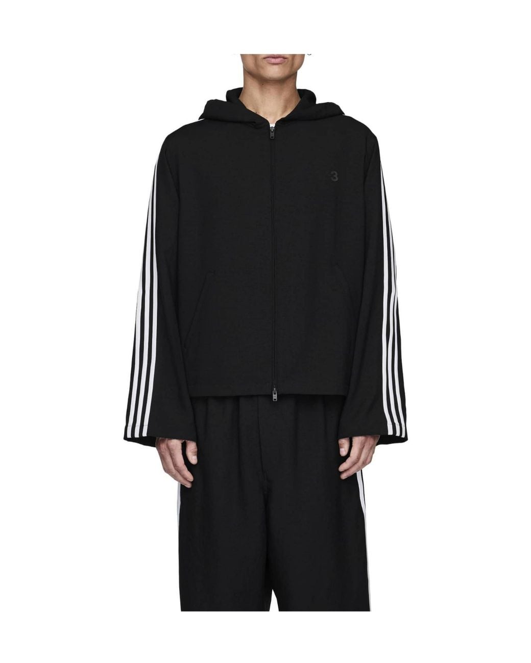 Y-3 Black Fullzip Hooded Jacket for men