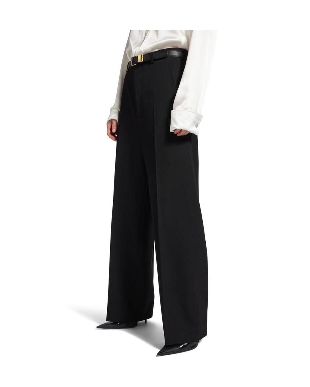Balenciaga Black Pressed Crease Tailored Trousers
