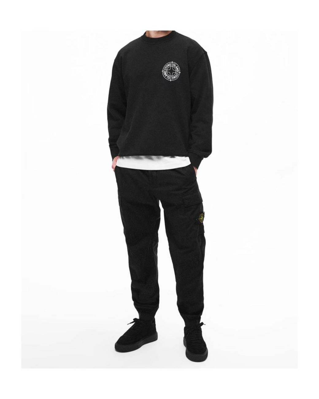 Stone Island Black Compass Crew Sweatshirt for men