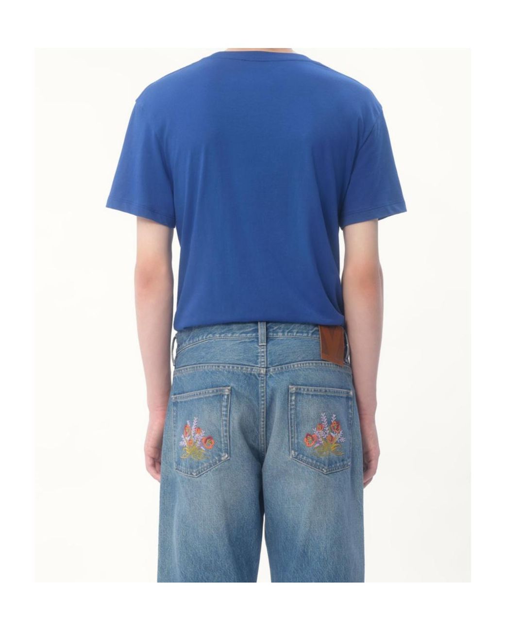 Valentino Blue Vlogo Embroidered Crewneck T-Shirt for men