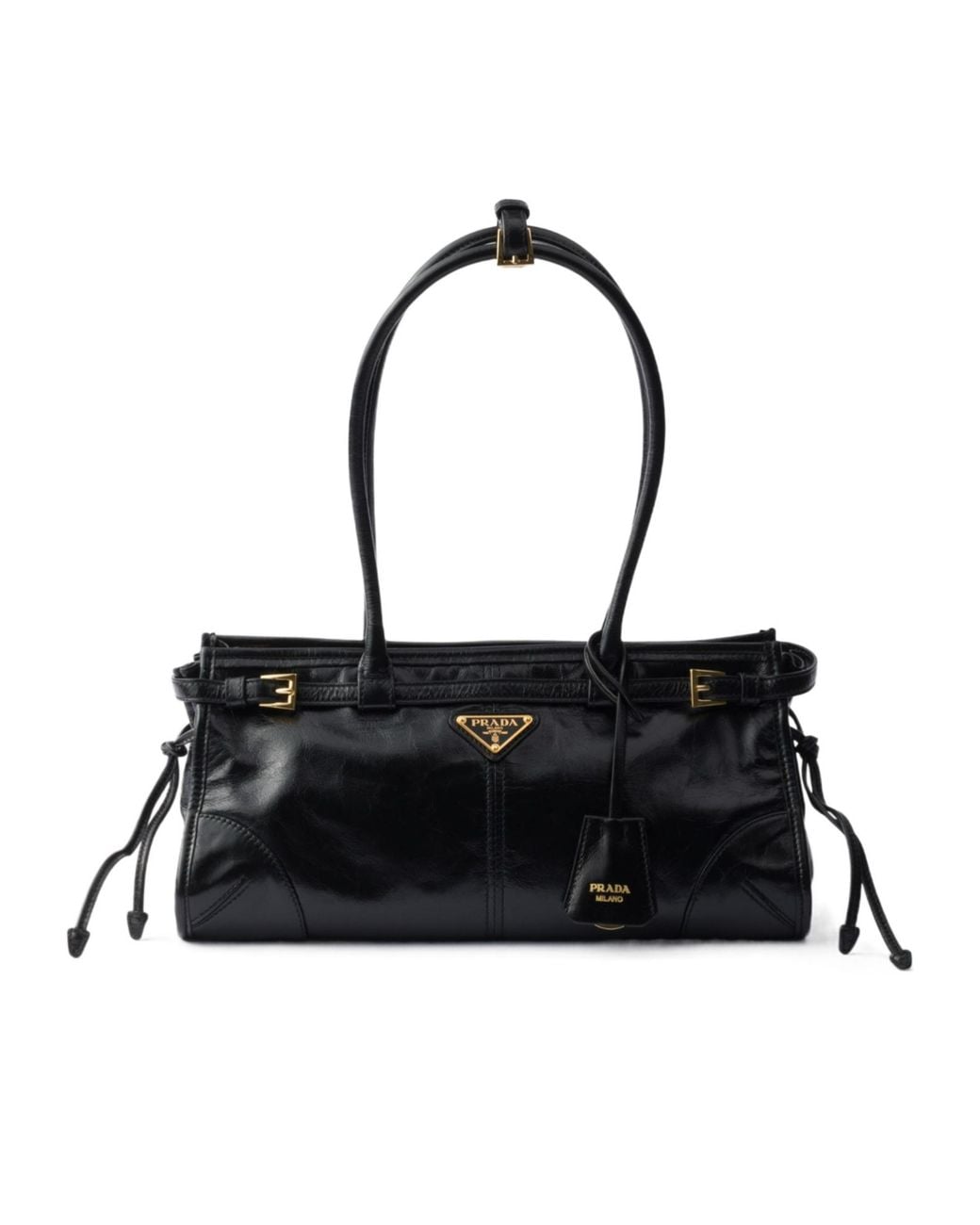 Prada Brown Bonnie Logo Plaque Medium Shoulder Bag