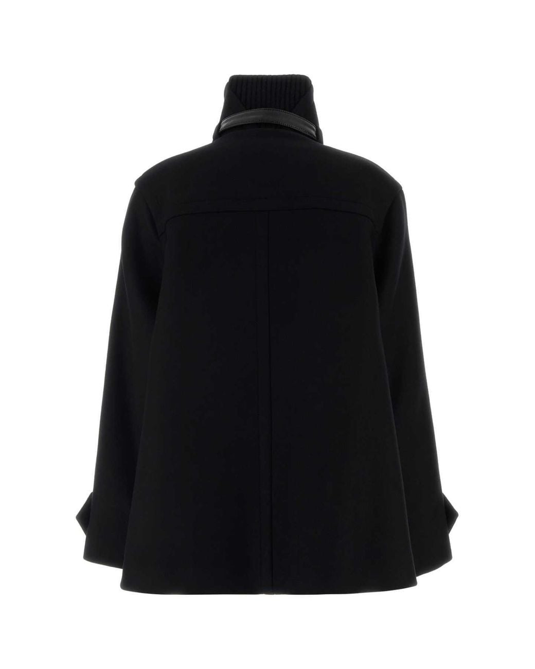 Lanvin Black Buckled-Collar Double-Breasted Short Coat