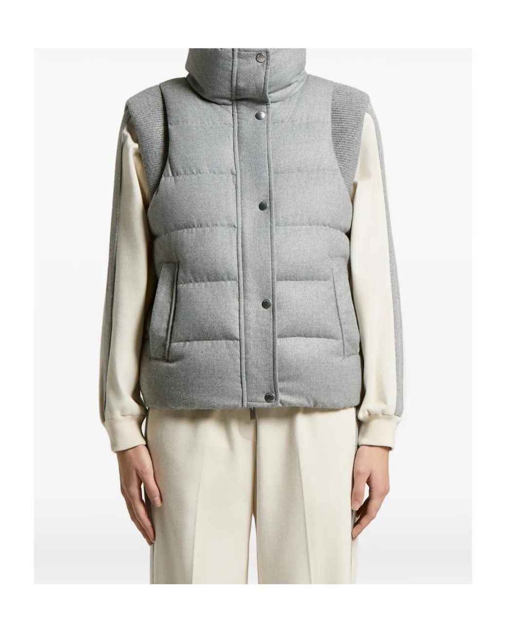 Peserico Gray High-Neck Quilted Gilet