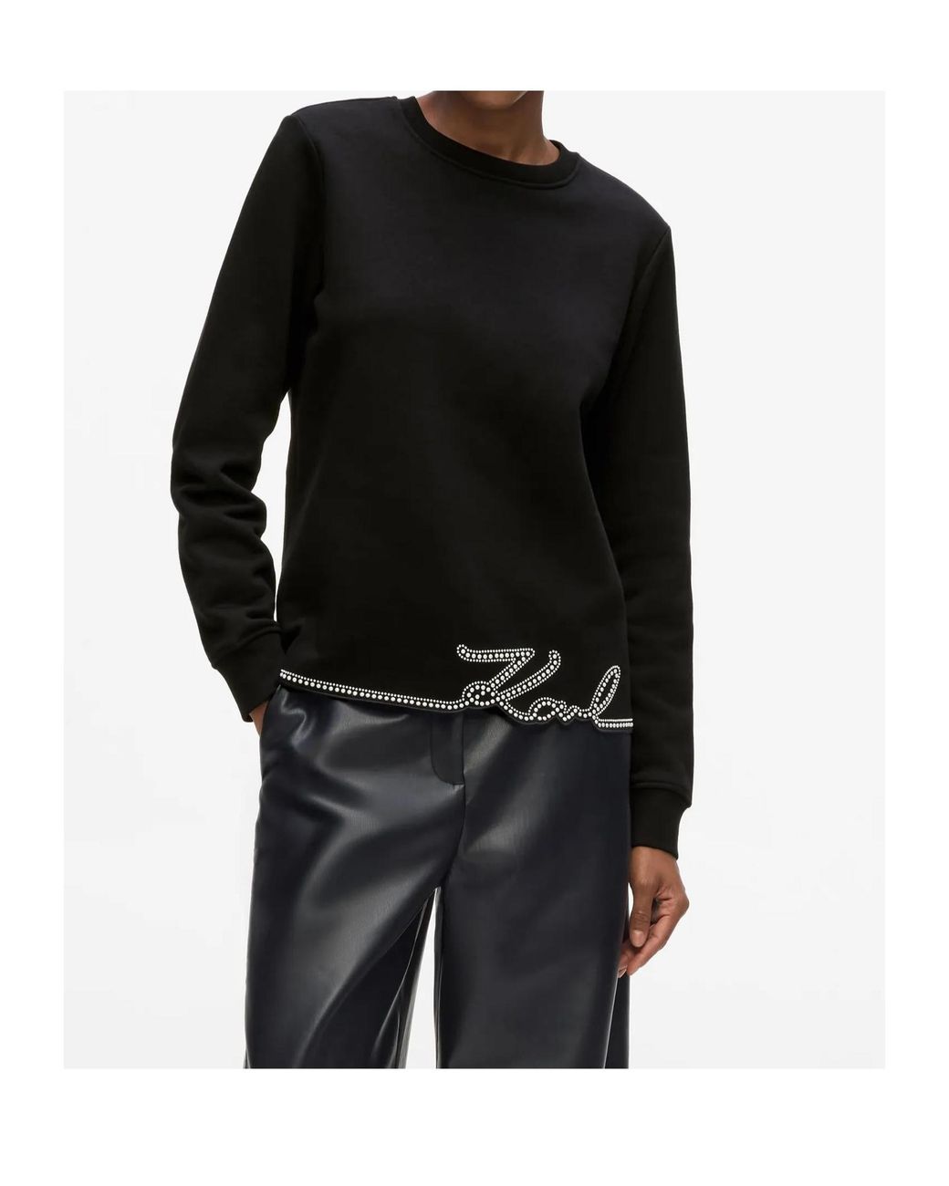 Karl Lagerfeld Black Signature-Hem Sweatshirt