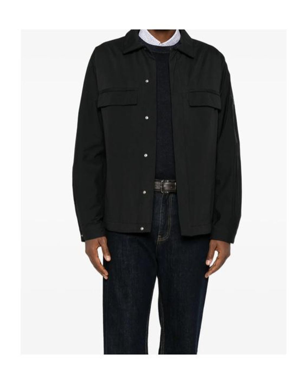 Herno Black Long-Sleeve Casual Jacket for men