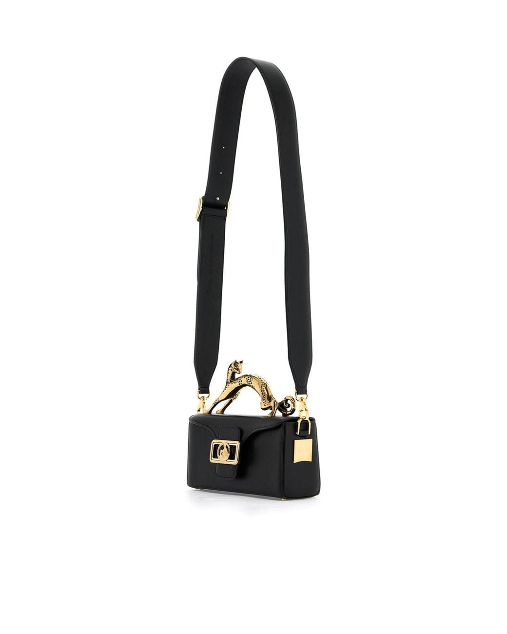 Lanvin Black Logo Plaque Foldover Top Crossbody Bag
