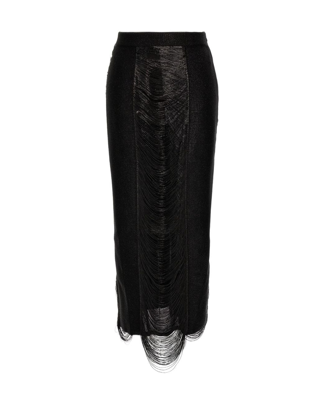 McQueen Black Armor Stitch Fringed Skirt